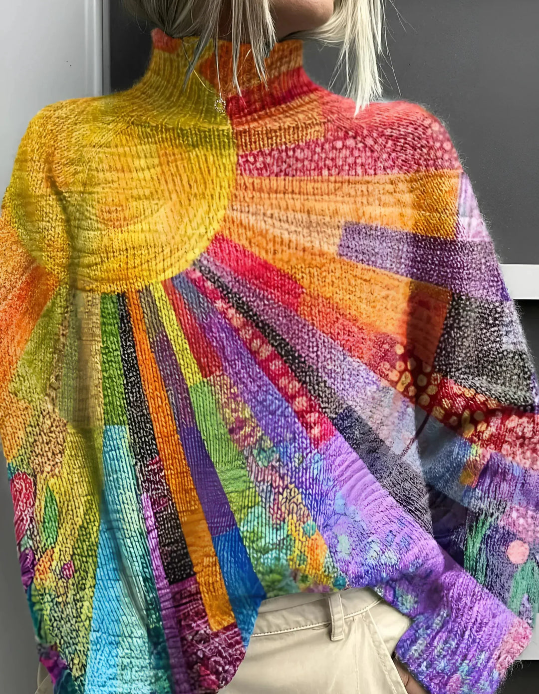 Ada - Alegre y colorido jersey de cuello alto