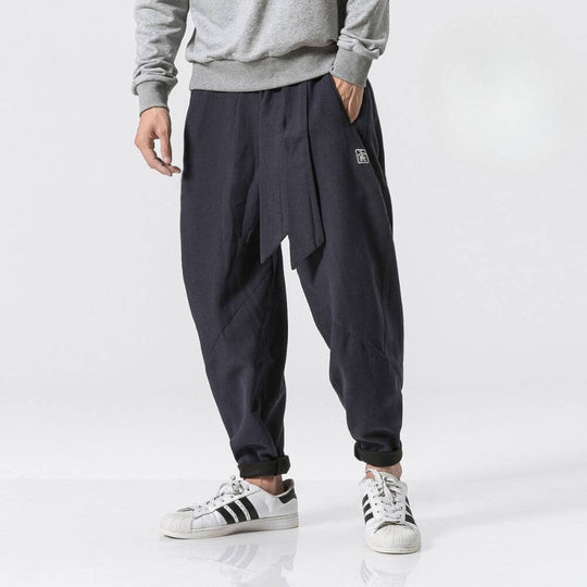Akio - Pantalones negros gruesos de harén para invierno