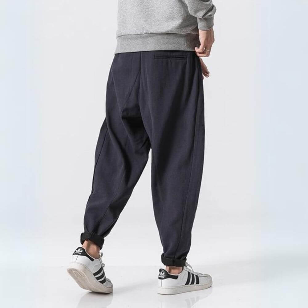 Akio - Pantalones negros gruesos de harén para invierno