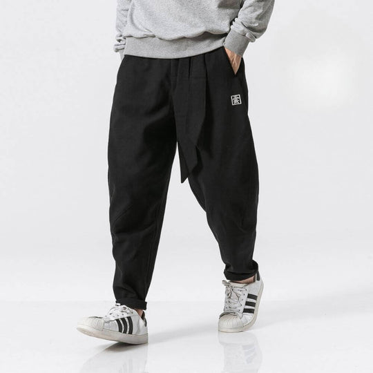 Akio - Pantalones negros gruesos de harén para invierno