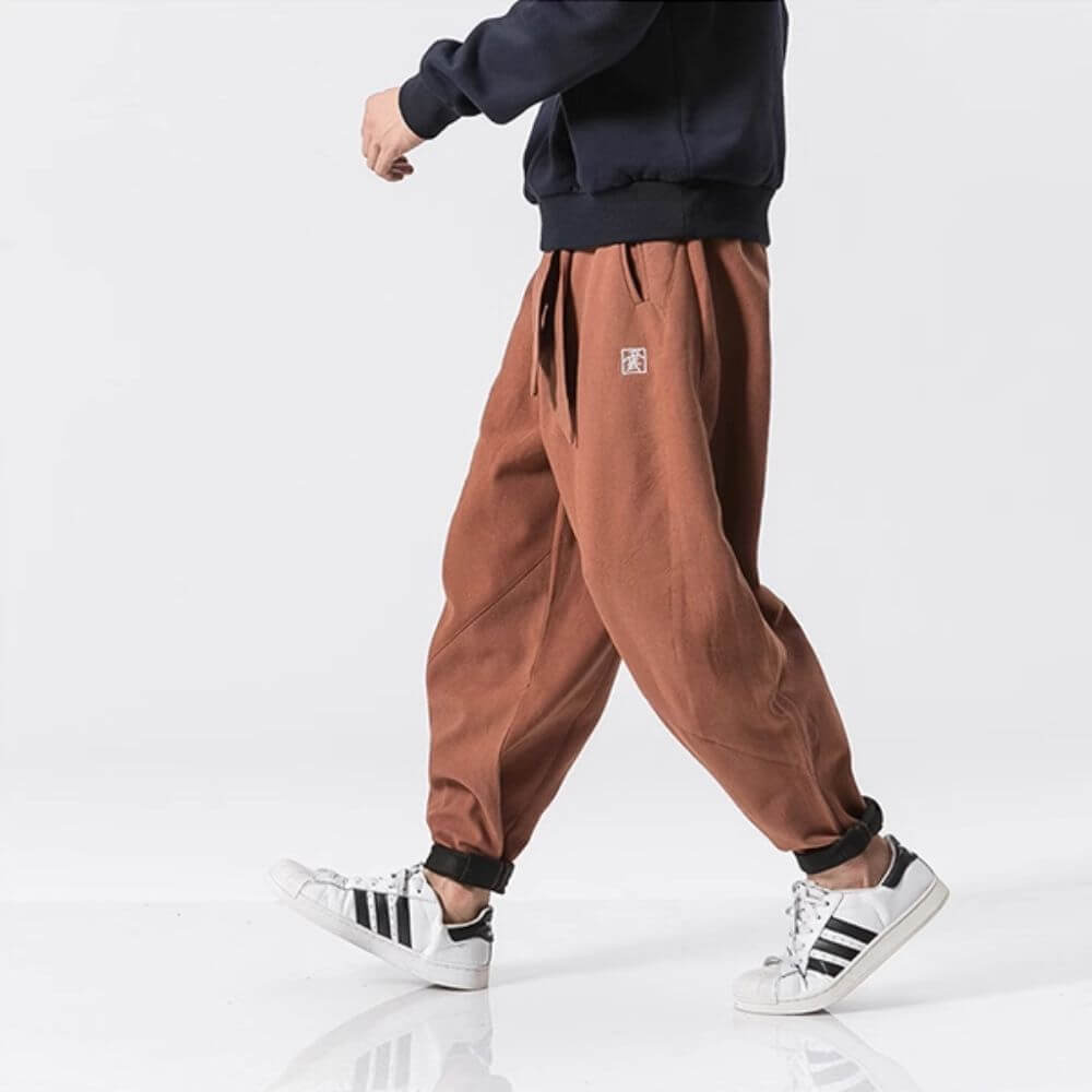 Akio - Pantalones negros gruesos de harén para invierno