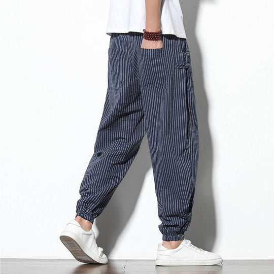 Tenshi - Pantalones harén cómodos azul marino