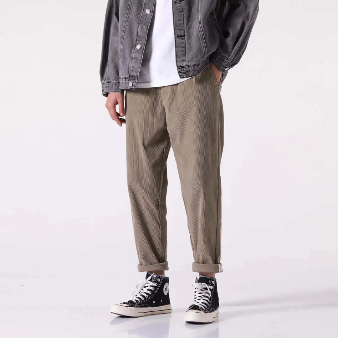Satoko - Pantalones de terciopelo gris