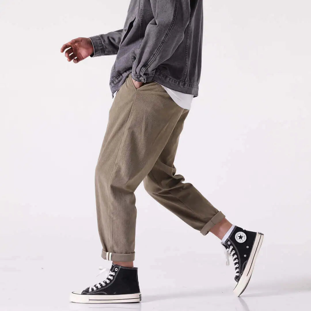 Satoko - Pantalones de terciopelo gris