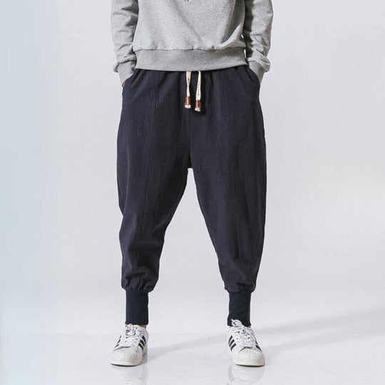 Riku™ - Cómodo pantalón de harén de algodón azul marino