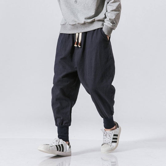 Riku™ - Cómodo pantalón de harén de algodón azul marino