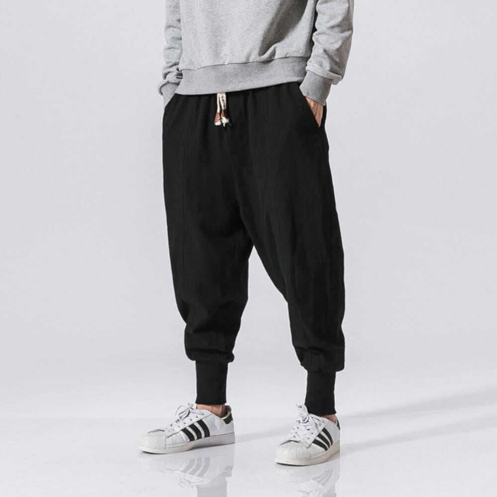 Riku™ - Cómodo pantalón de harén de algodón azul marino