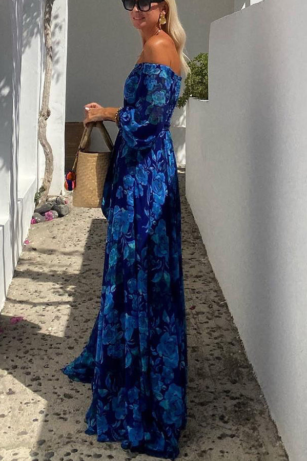 Penelope - Vestido largo floral con hombros descubiertos