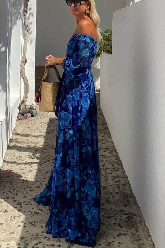 Penelope - Vestido largo floral con hombros descubiertos